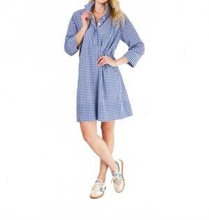 NEW HOLLY SHAE DESIGN arden gingham dress in blue